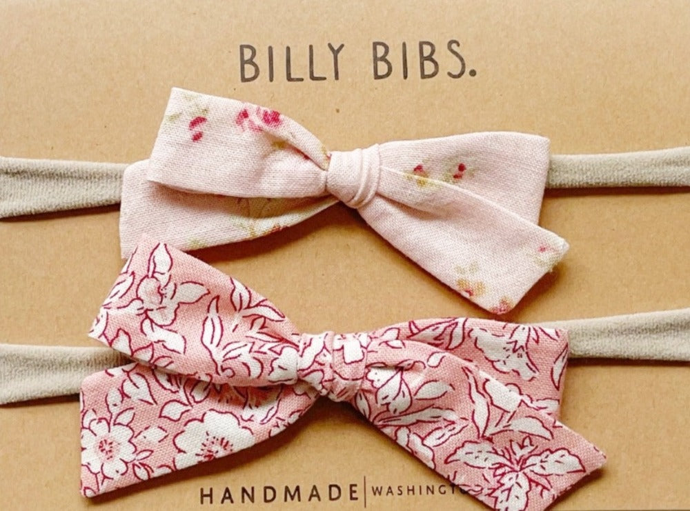 Handtied bows - With beige Headband Set x 2 Bows
