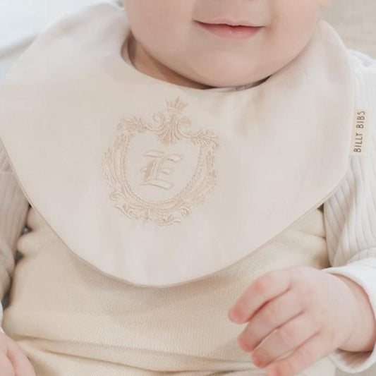 Initial Crest Ivory Bib