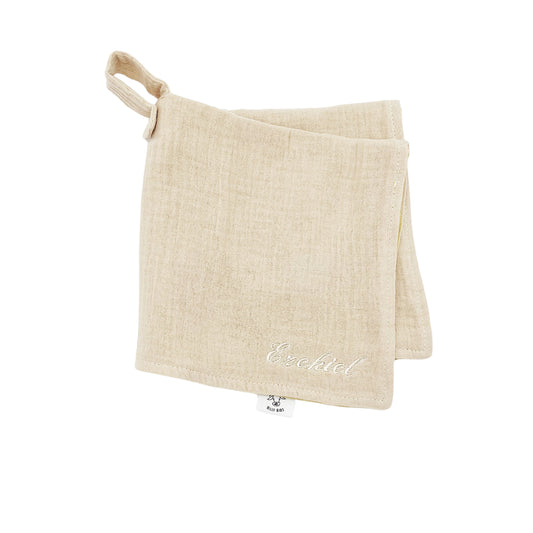 Personalized Beige Muslin Pacifier Holder Lovie