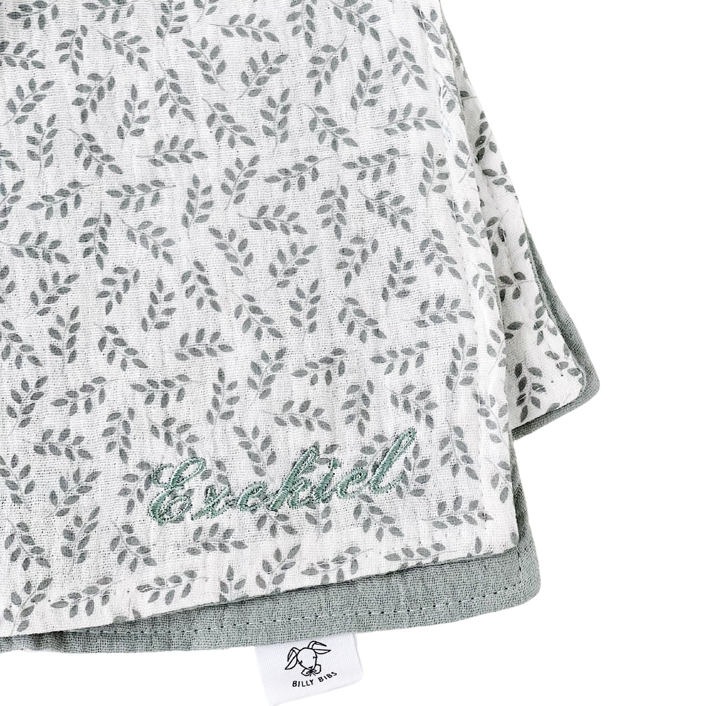 Personalized Mint Muslin Pacifier Holder Lovie