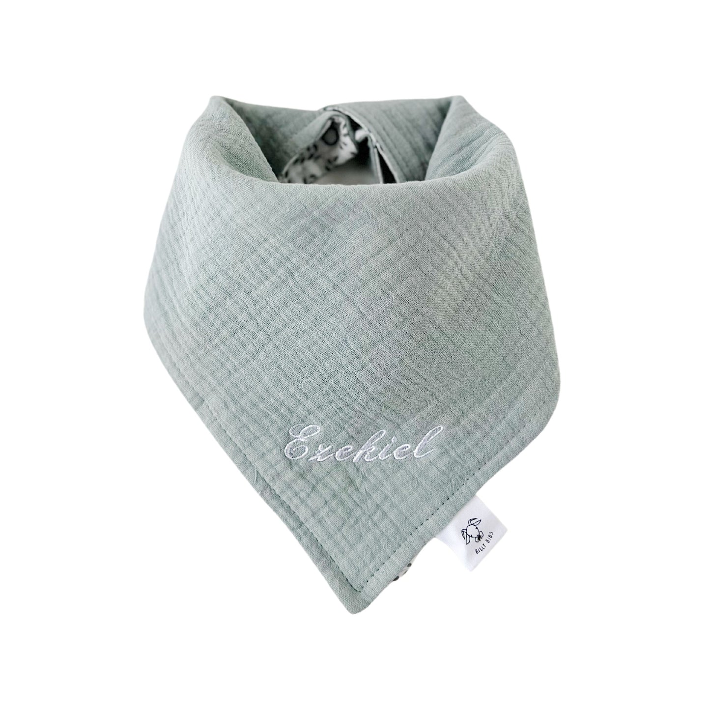 Personalized Mint Muslin Bandana Bib
