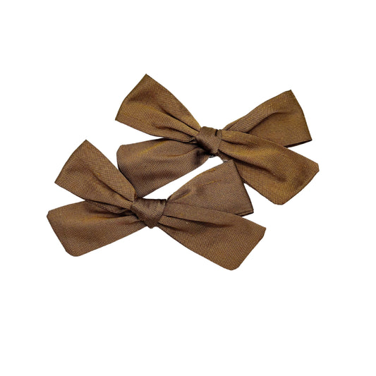 Chocolate Silk Pigtail Bows