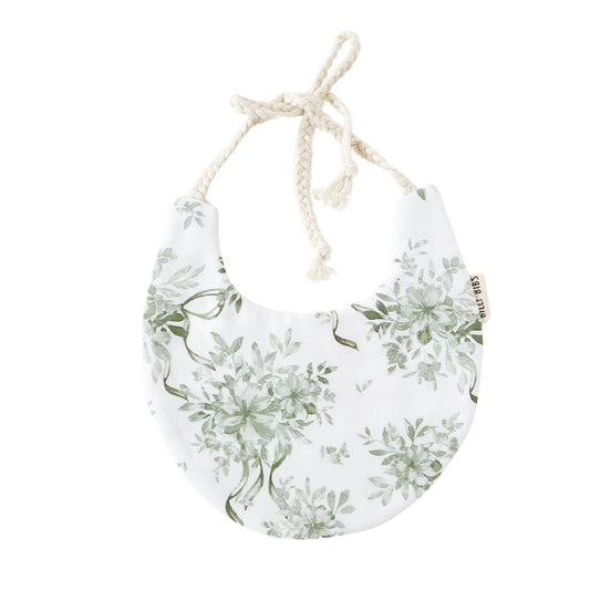 Toile Green Round Bib