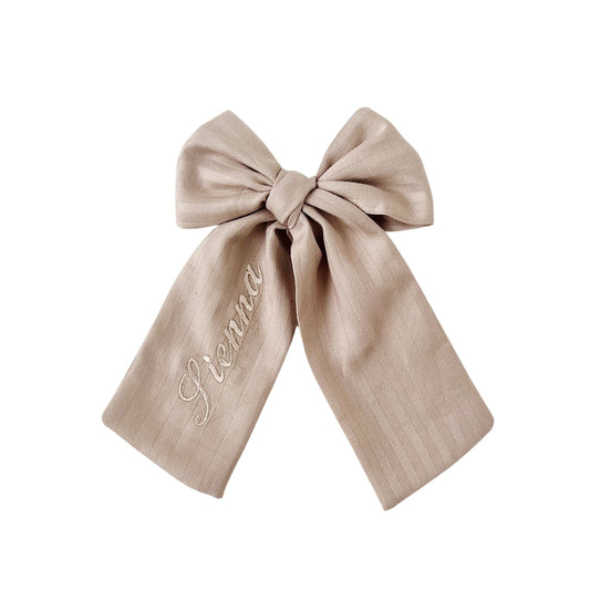 Monogrammed Taupe Bow