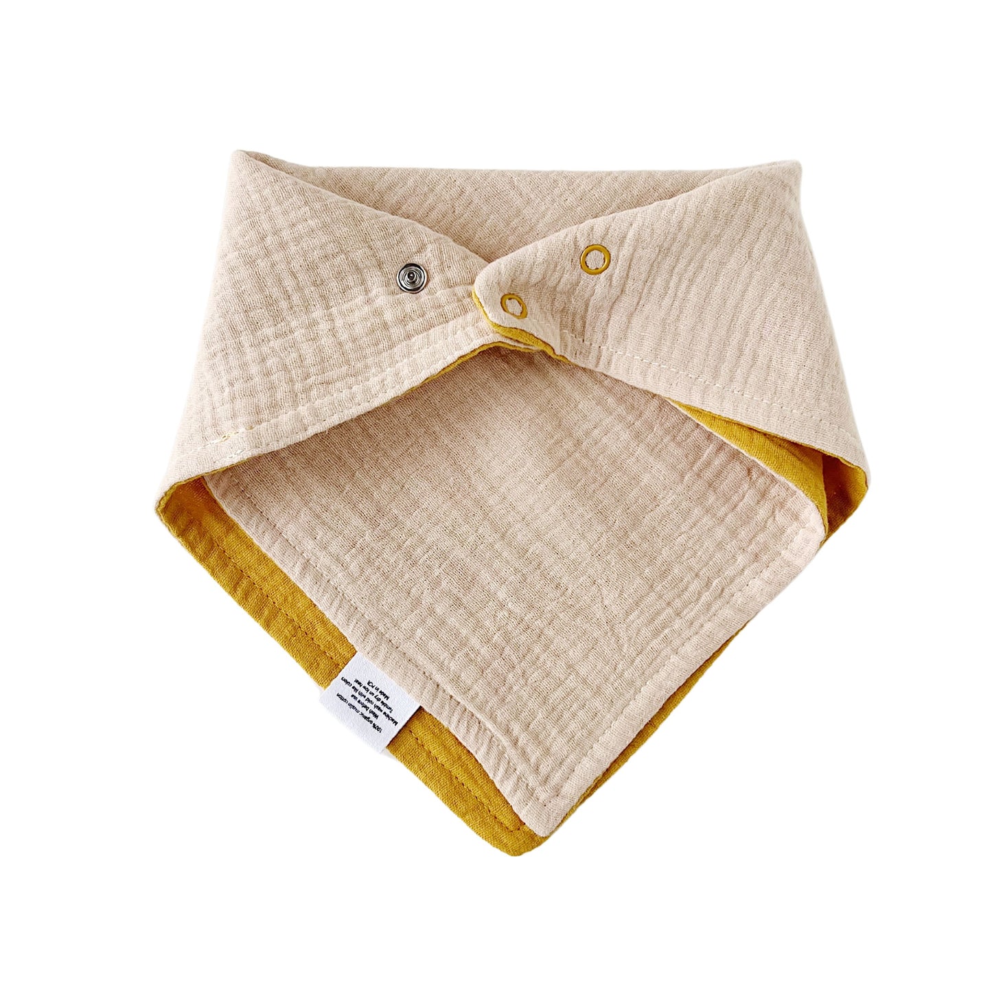 Personalized Beige & Mustard  Muslin Bandana Bib