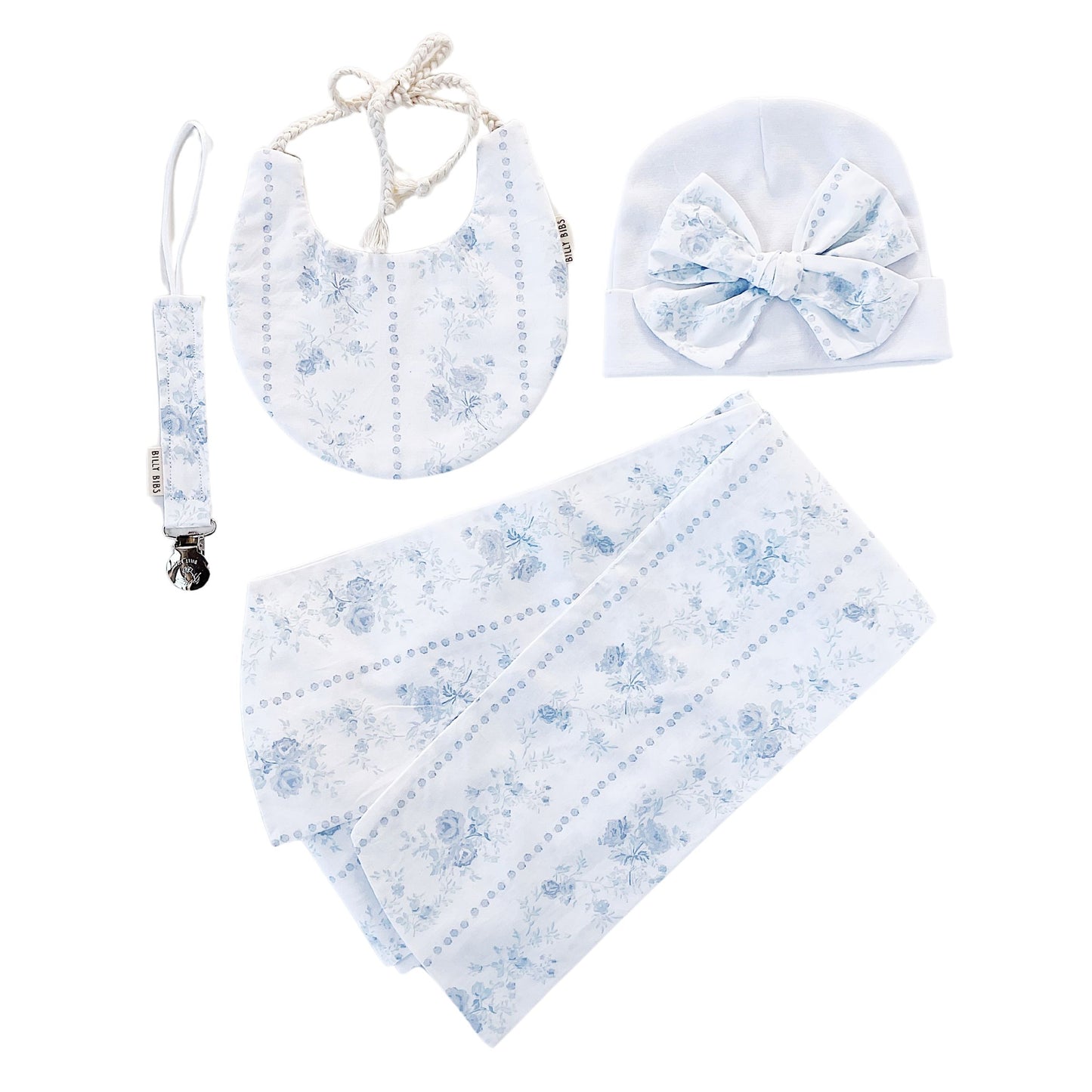 Baby Girl Newborn Blue Toile Set