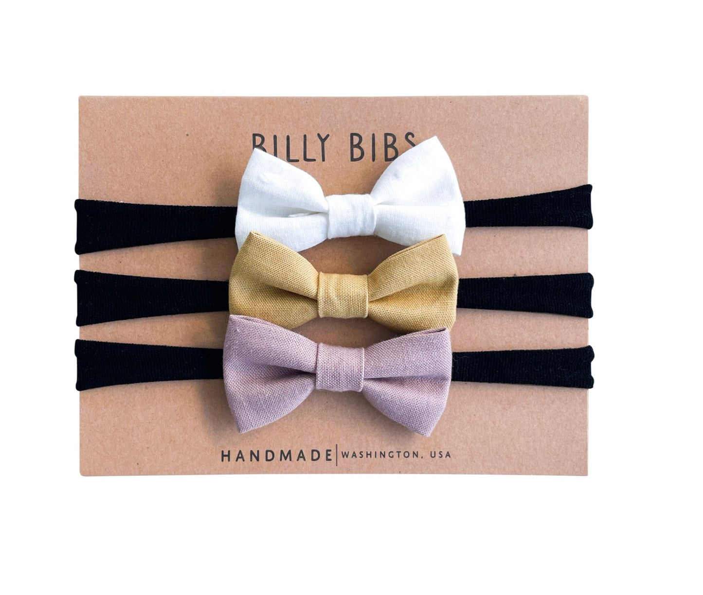 Solid color bows Set x 3 - With black nylon