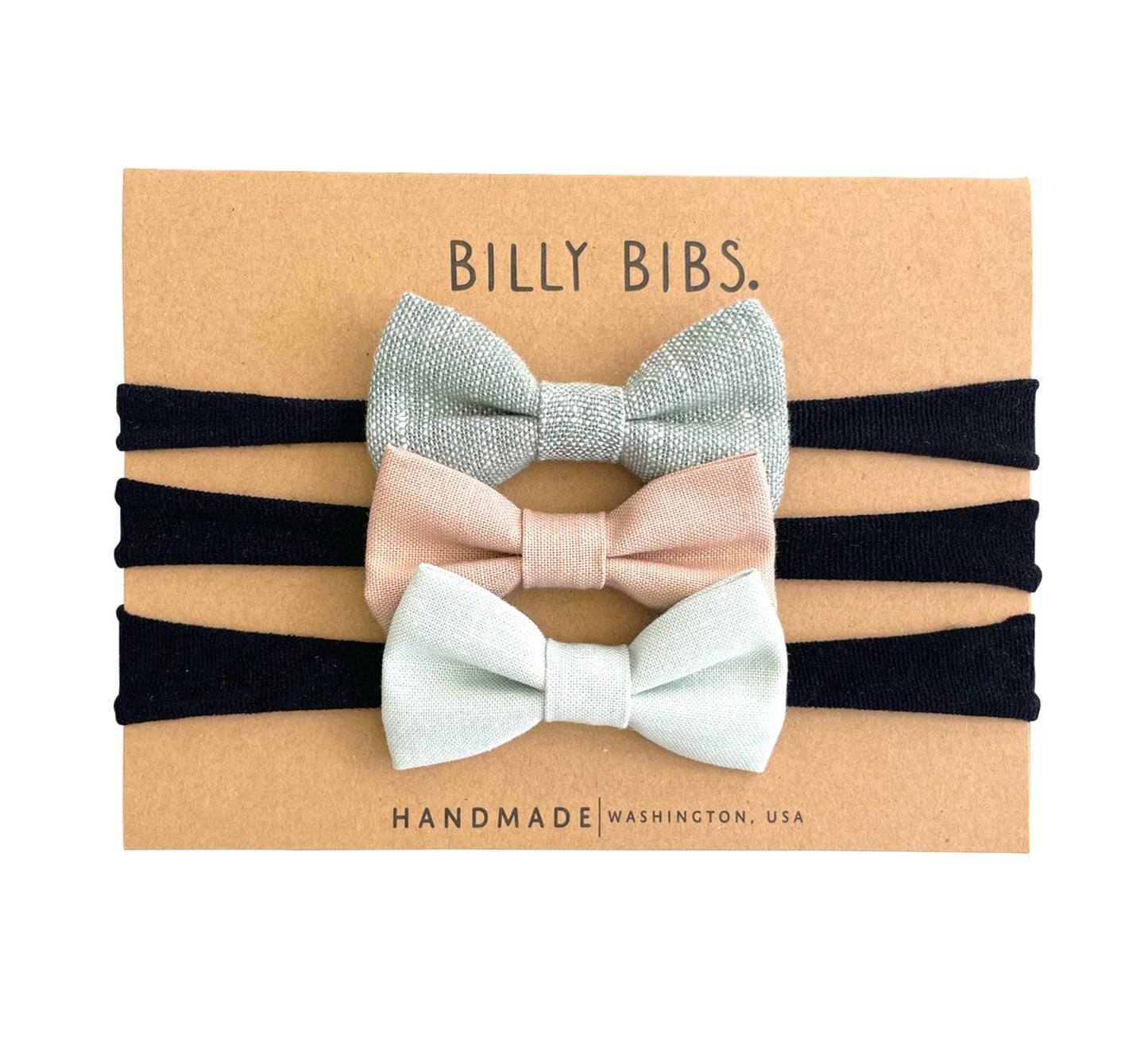 Solid color bows Set x 3 - With black nylon