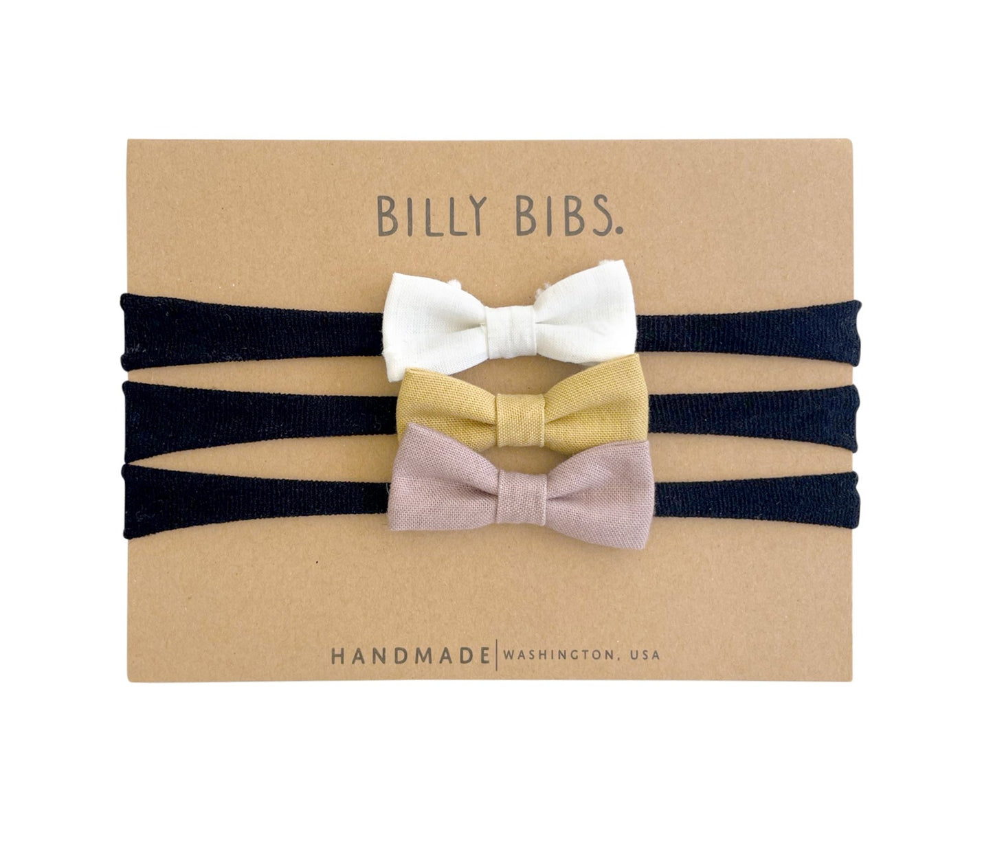 Solid color bows Set x 3 - With black nylon