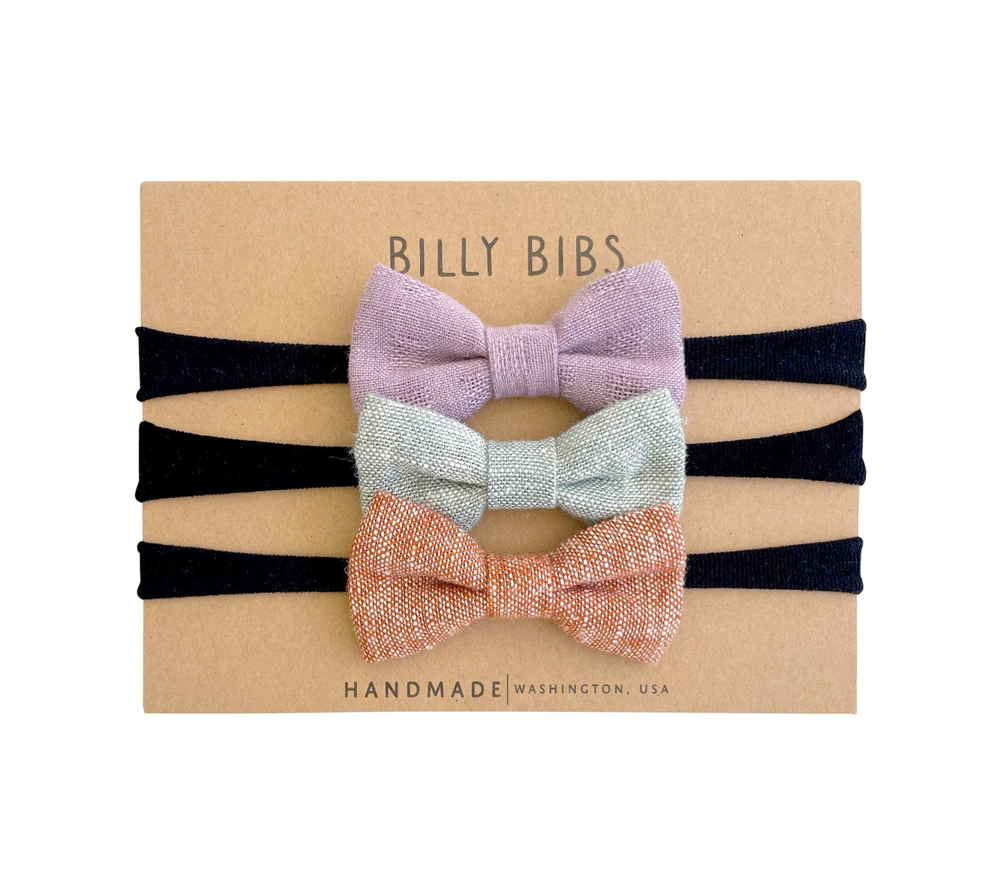 Solid color bows Set x 3 - With black nylon