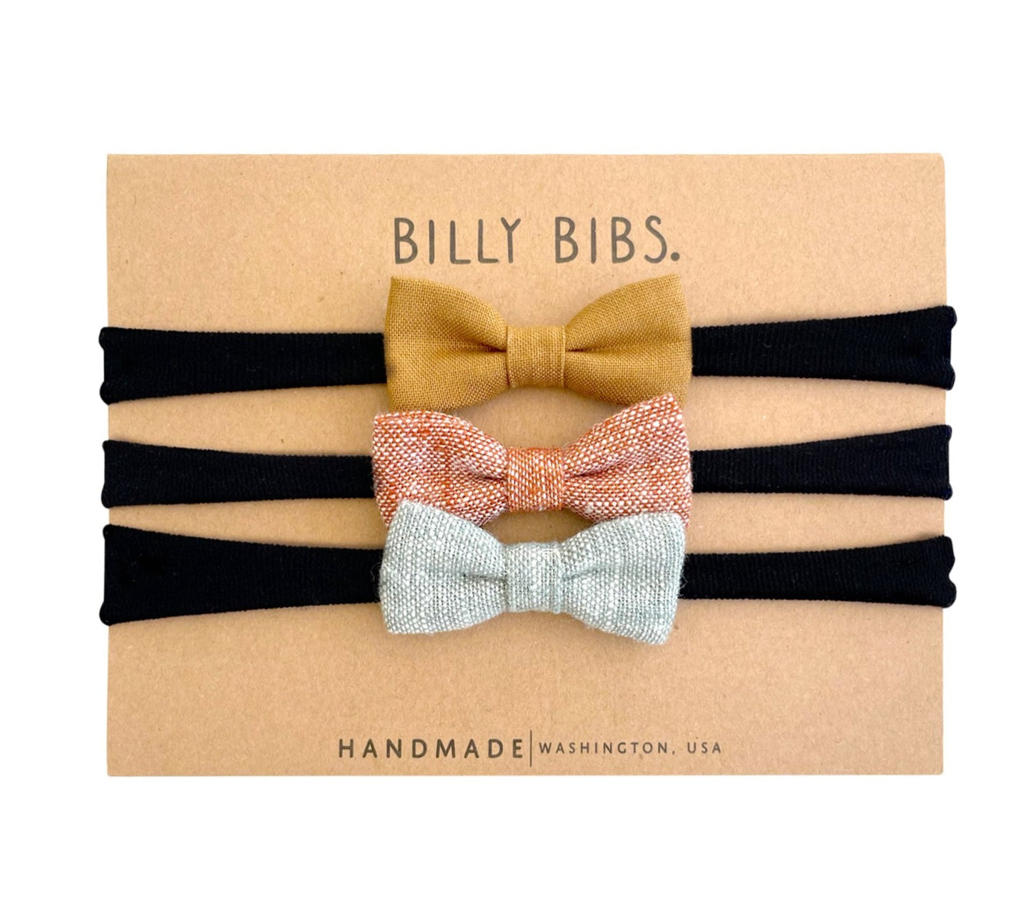 Solid color bows Set x 3 - With black nylon
