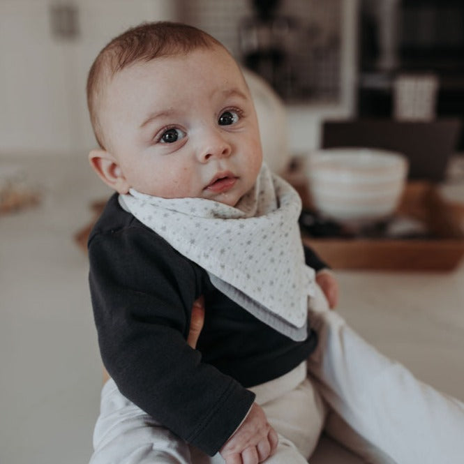 Grey Muslin Bandana Bib